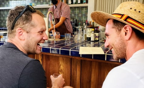 two men smiling